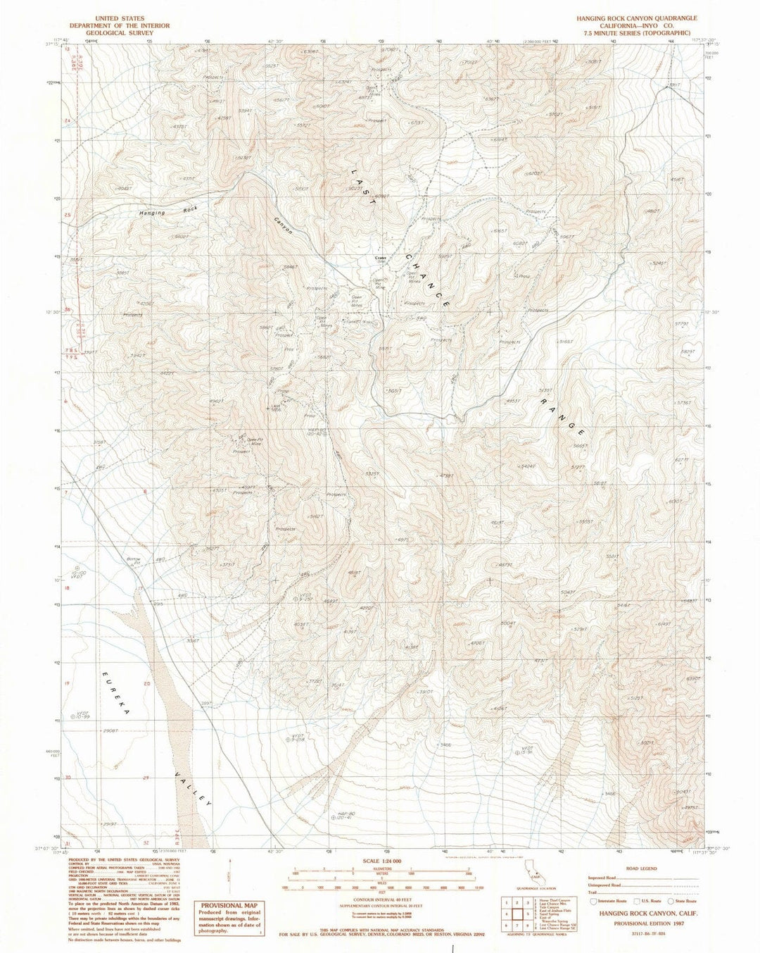 1987 Hanging Rock Canyon, CA - California - USGS Topographic Map