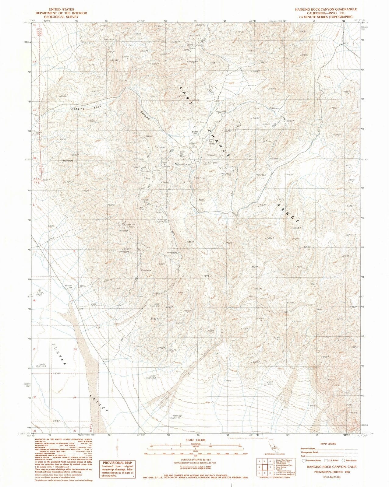 1987 Hanging Rock Canyon, CA - California - USGS Topographic Map