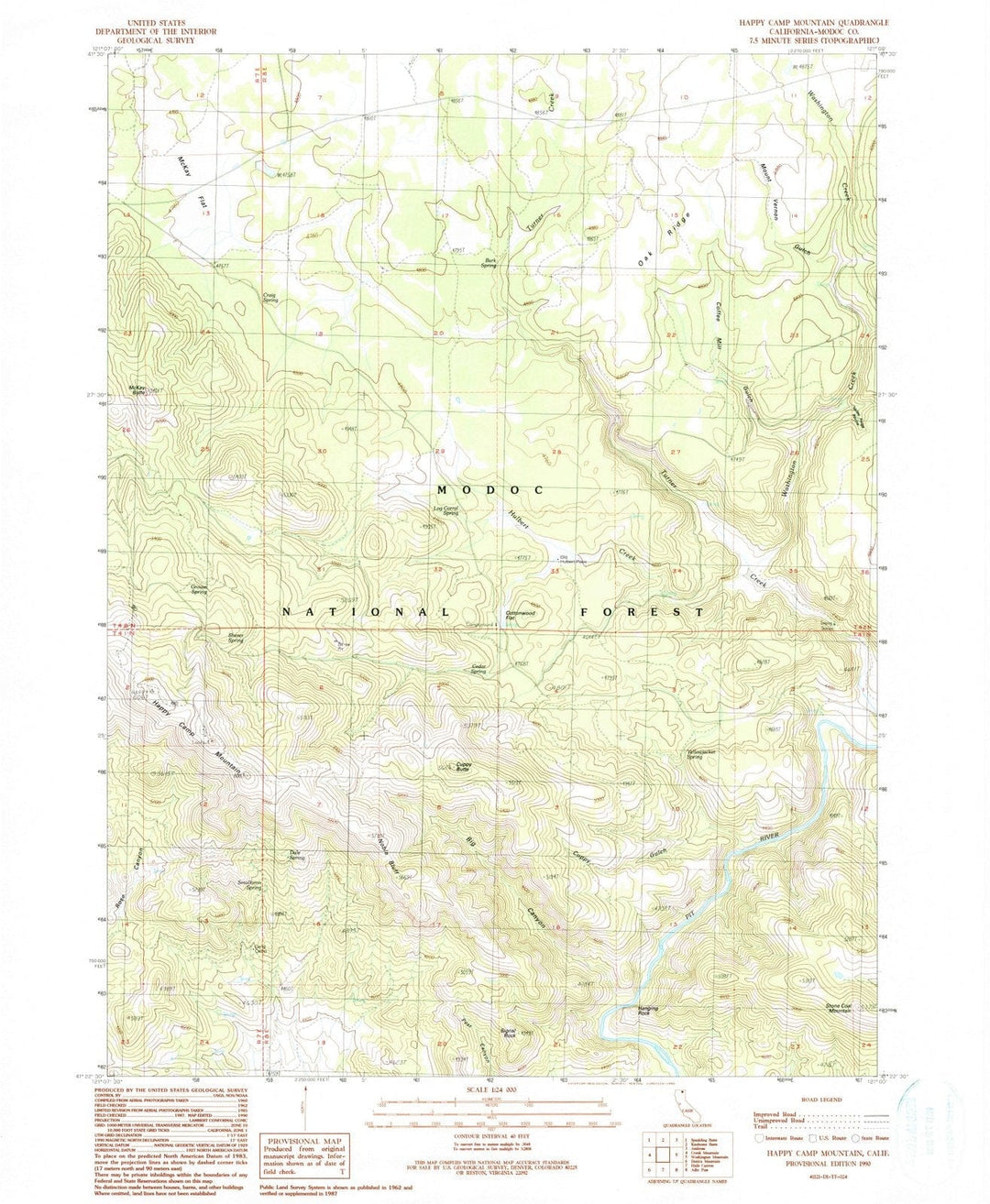 1990 Happy Camp Mountain, CA - California - USGS Topographic Map