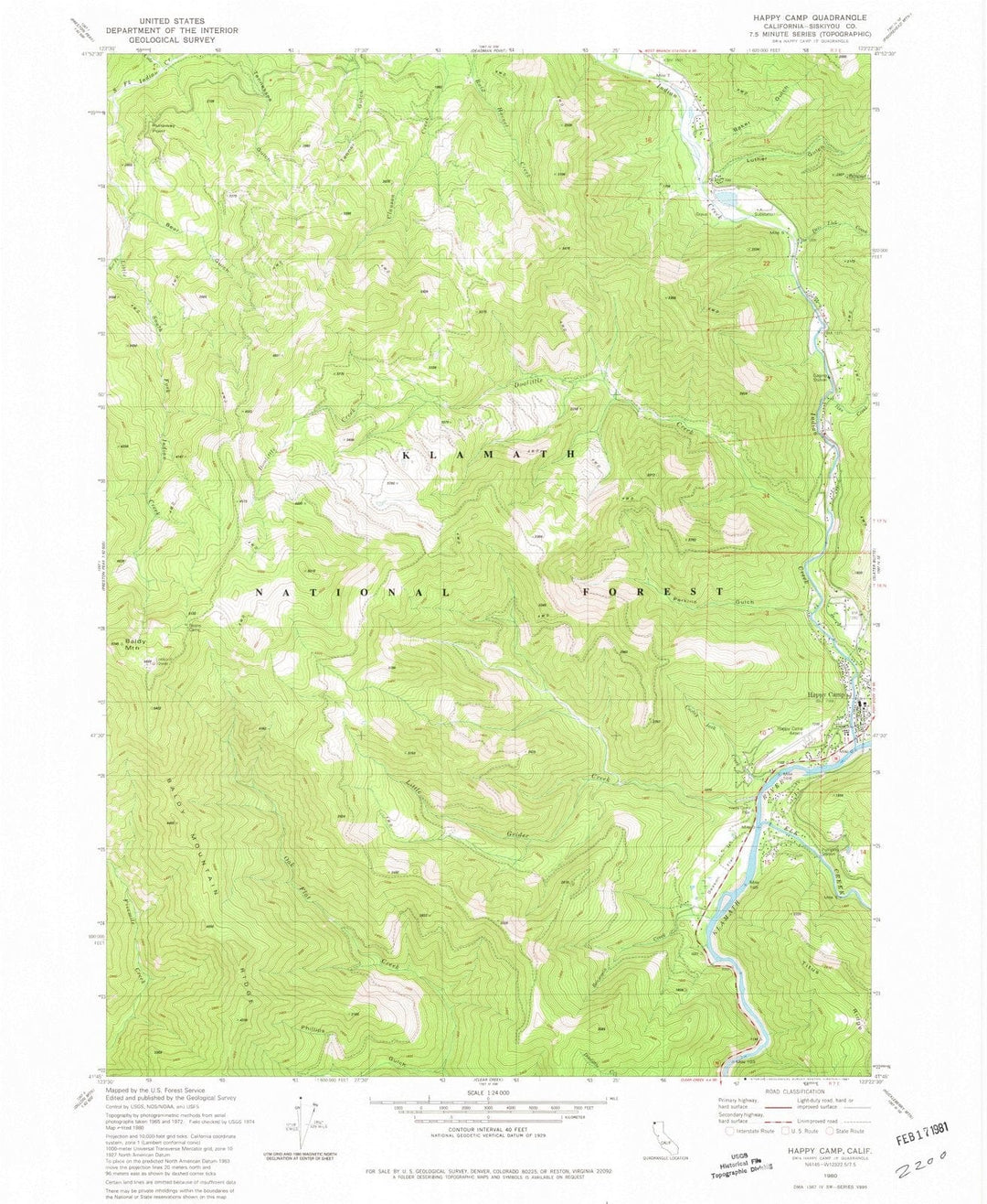1980 Happy Camp, CA - California - USGS Topographic Map