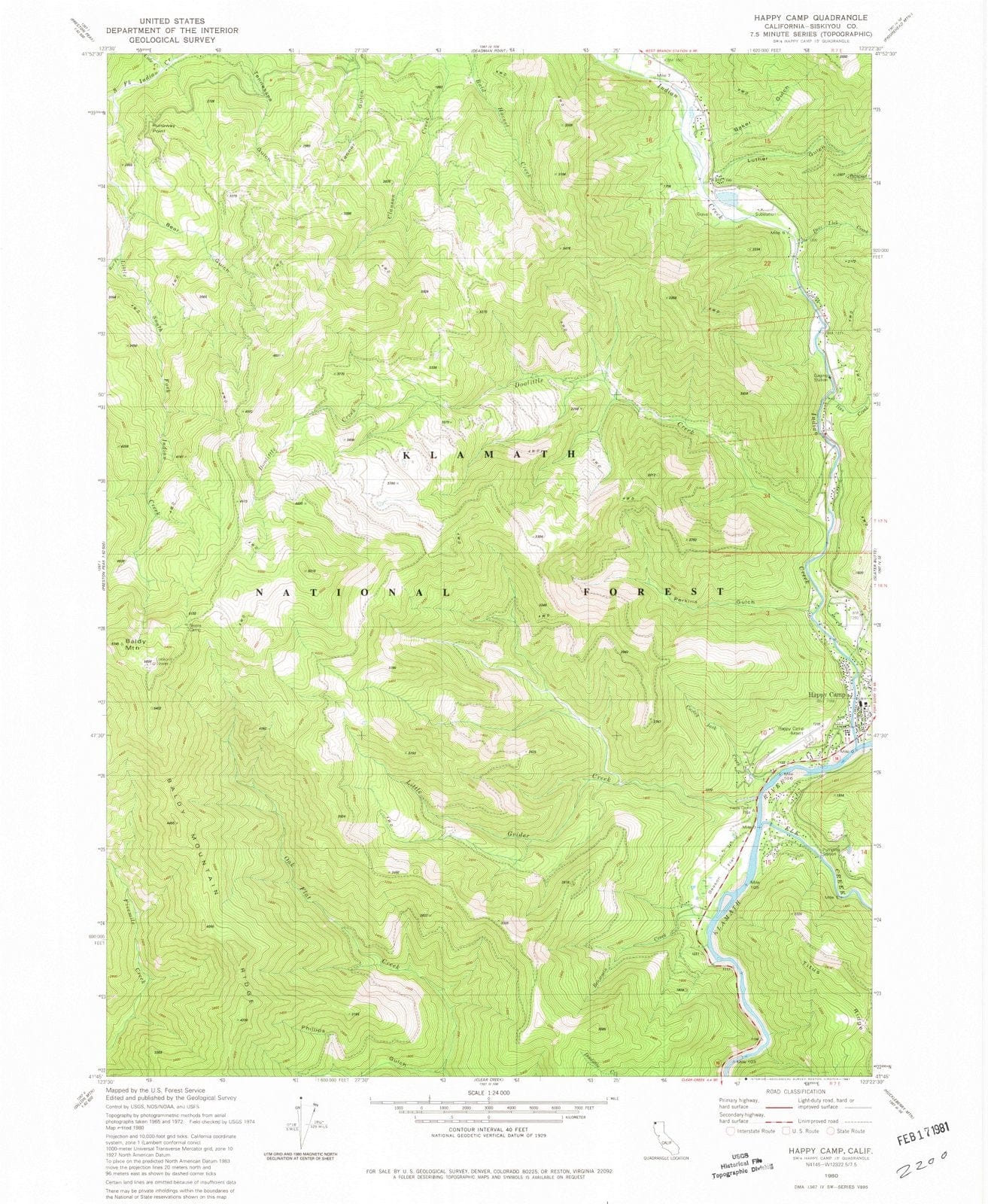 1980 Happy Camp, CA - California - USGS Topographic Map