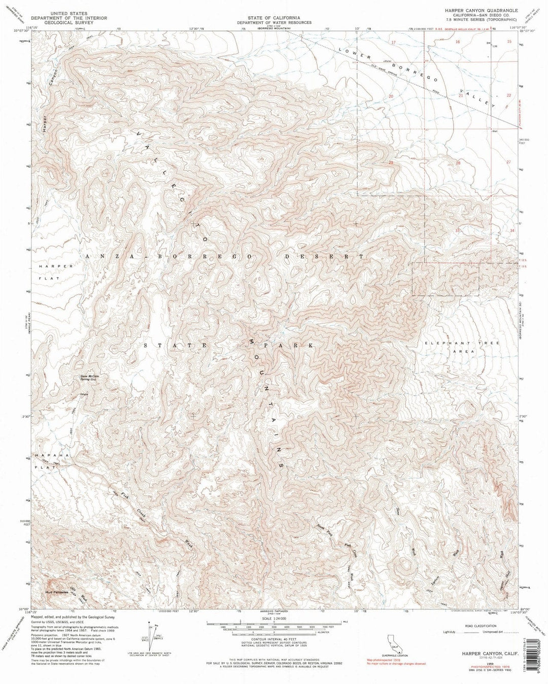 1959 Harper Canyon, CA - California - USGS Topographic Map