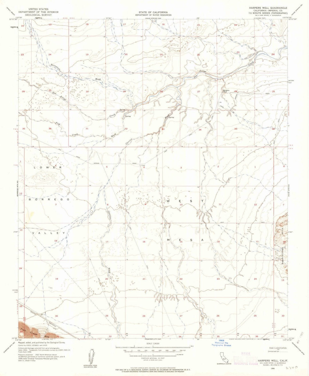 1956 Harpers Well, CA - California - USGS Topographic Map