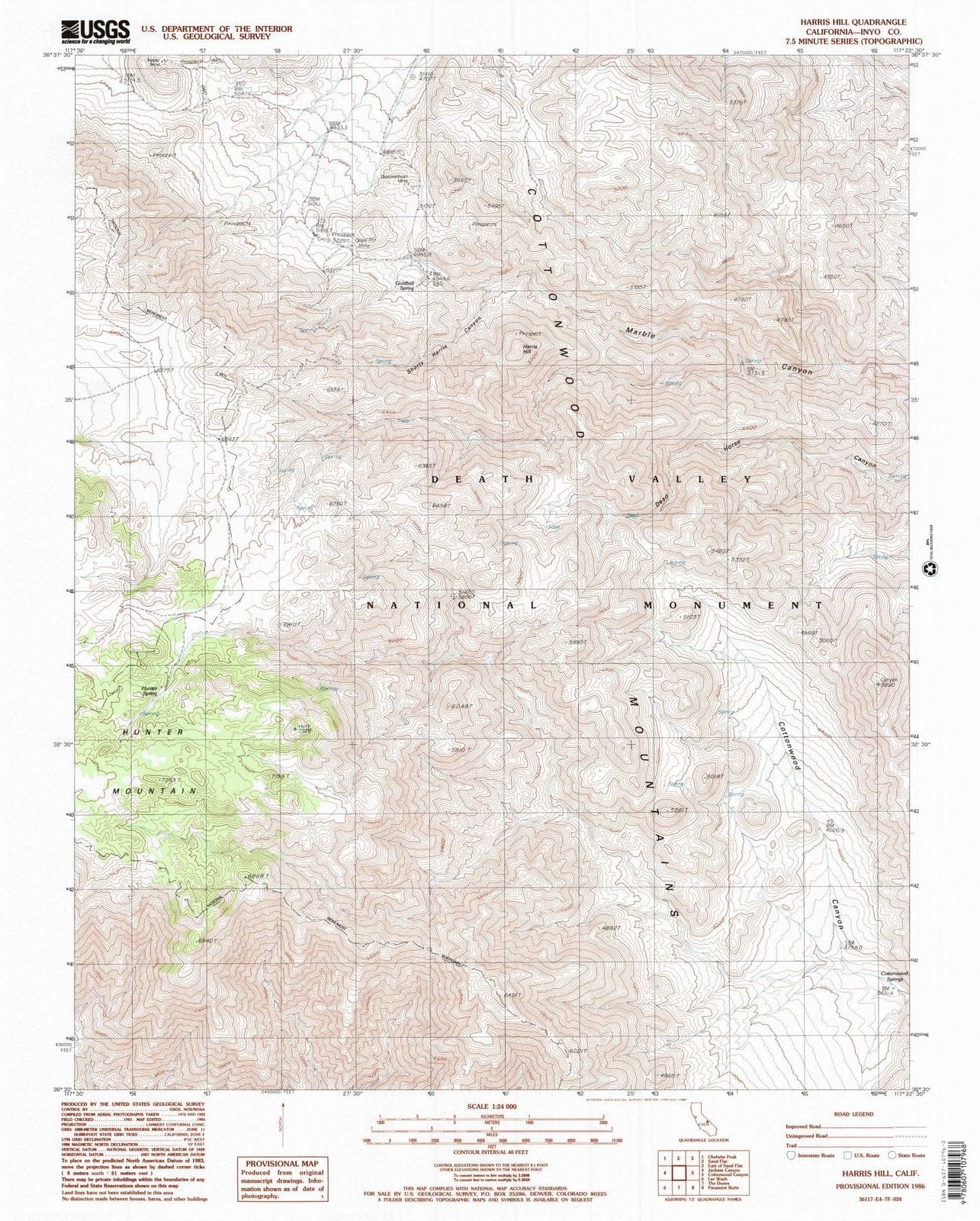 1986 Harris Hill, CA - California - USGS Topographic Map