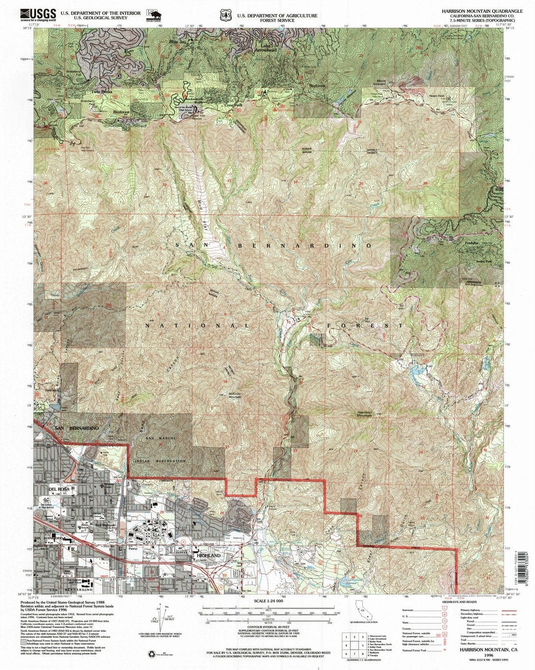 1996 Harrison Mountain, CA - California - USGS Topographic Map