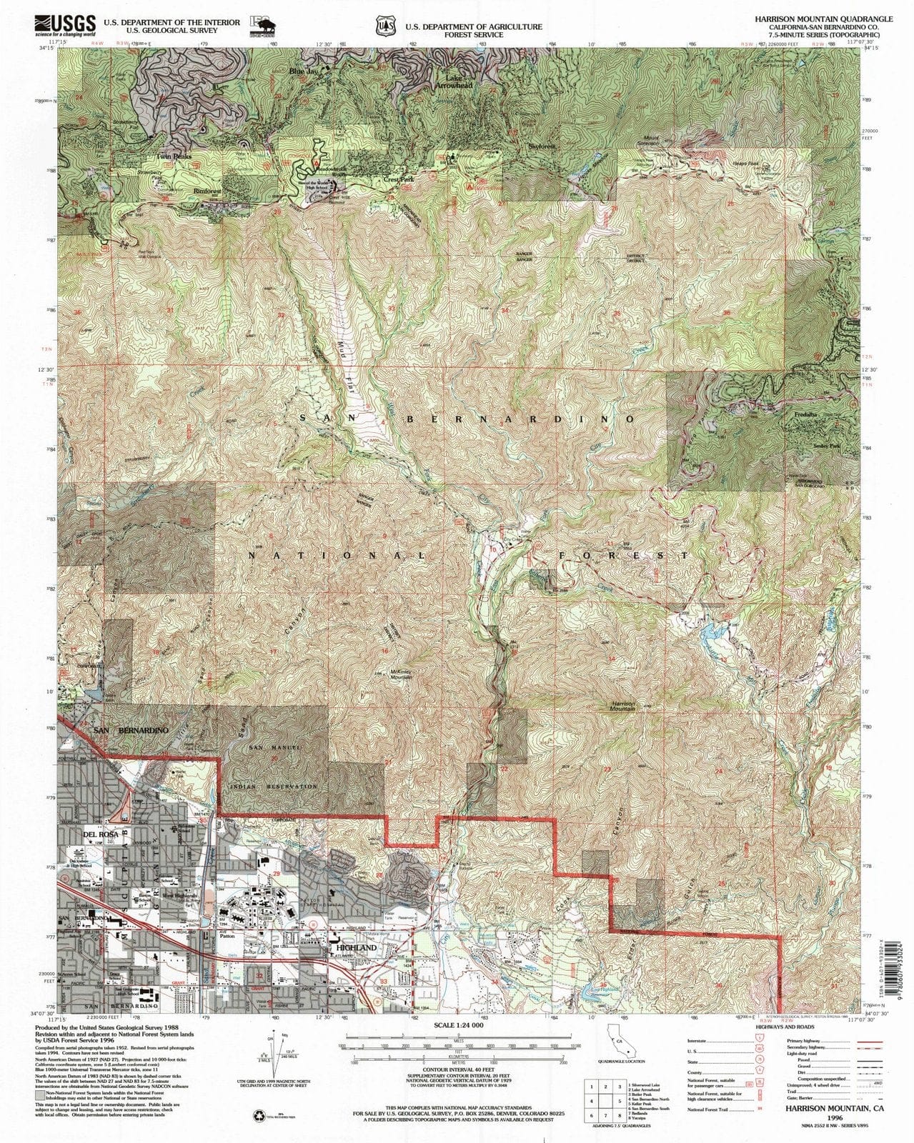 1996 Harrison Mountain, CA - California - USGS Topographic Map