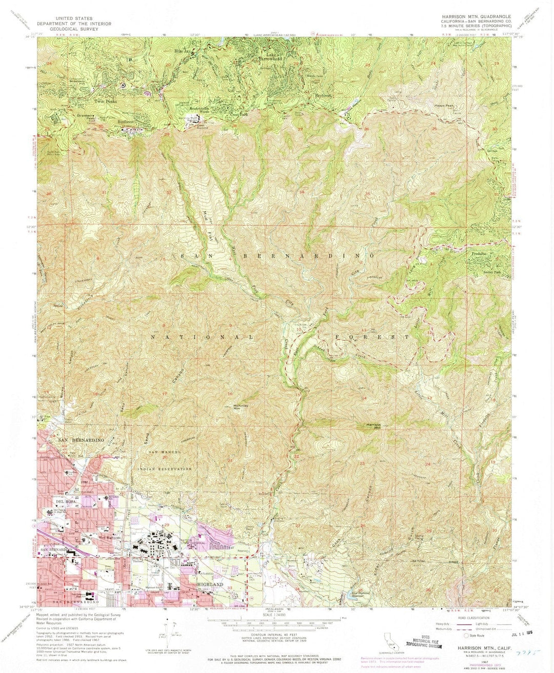 1967 Harrison MTN, CA - California - USGS Topographic Map