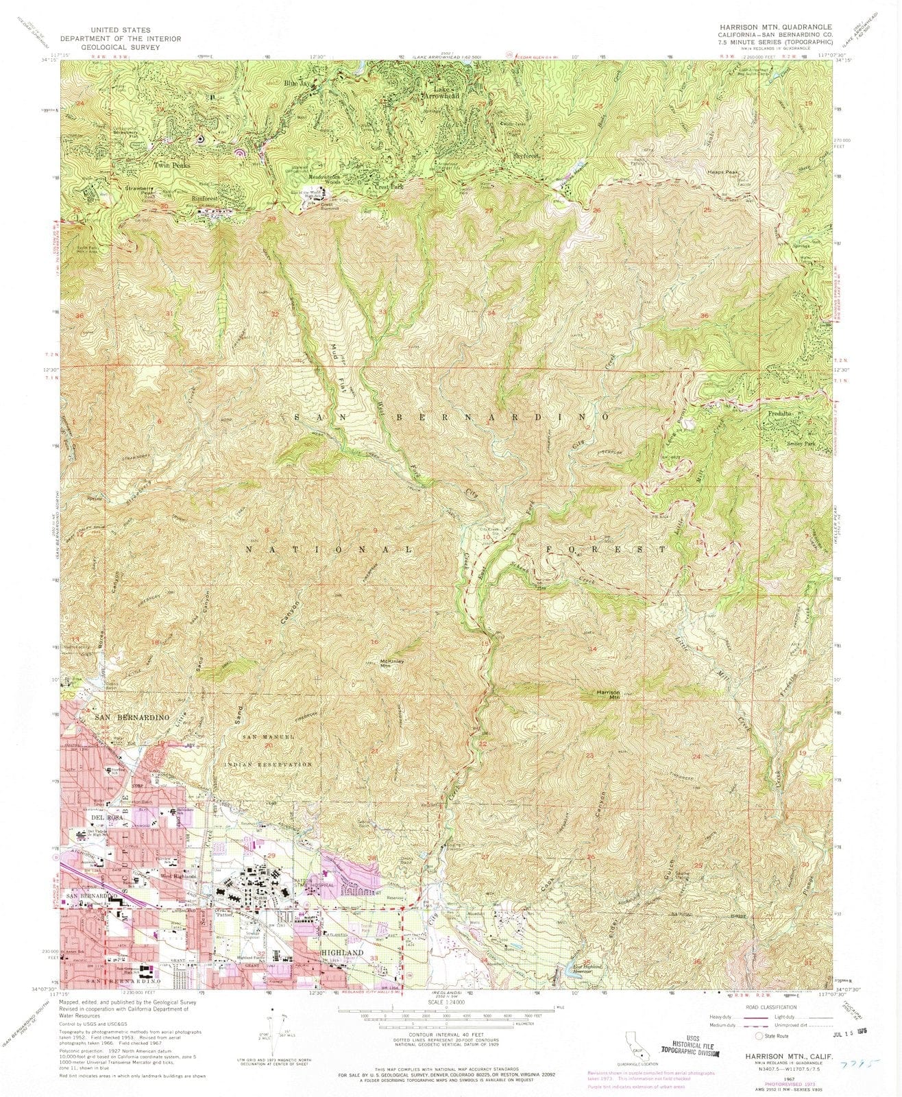 1967 Harrison MTN, CA - California - USGS Topographic Map