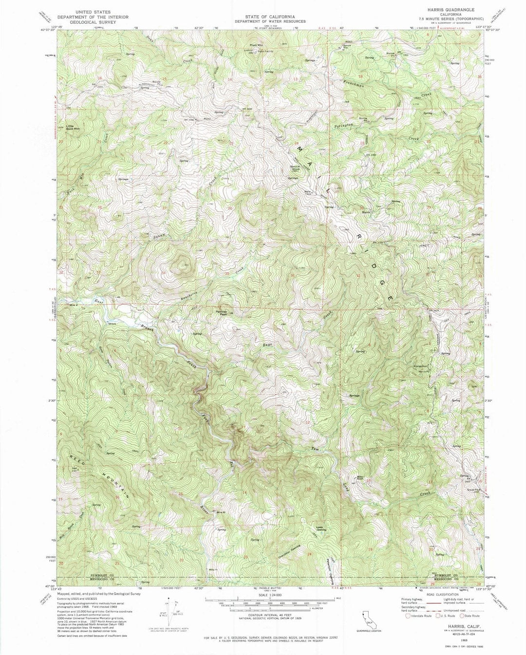 1969 Harris, CA - California - USGS Topographic Map