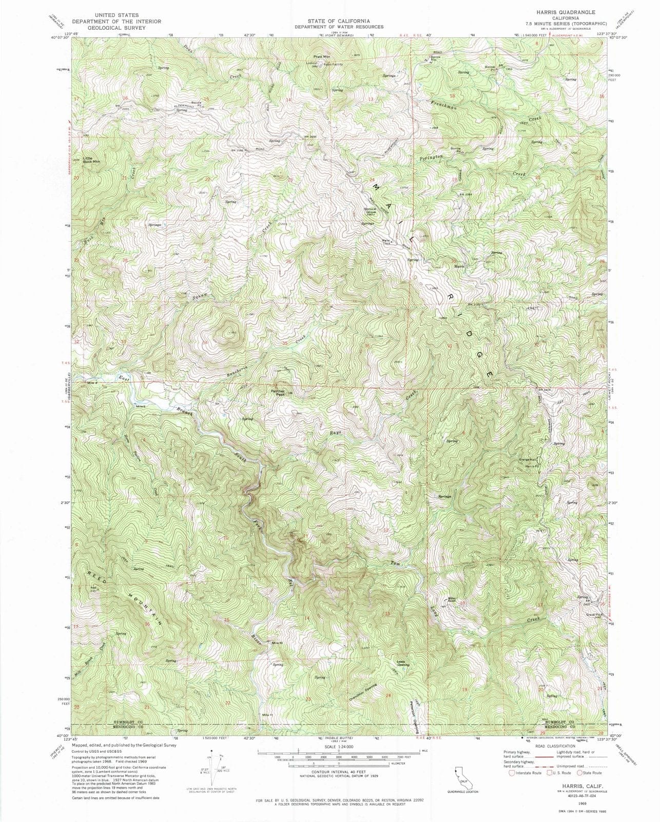 1969 Harris, CA - California - USGS Topographic Map