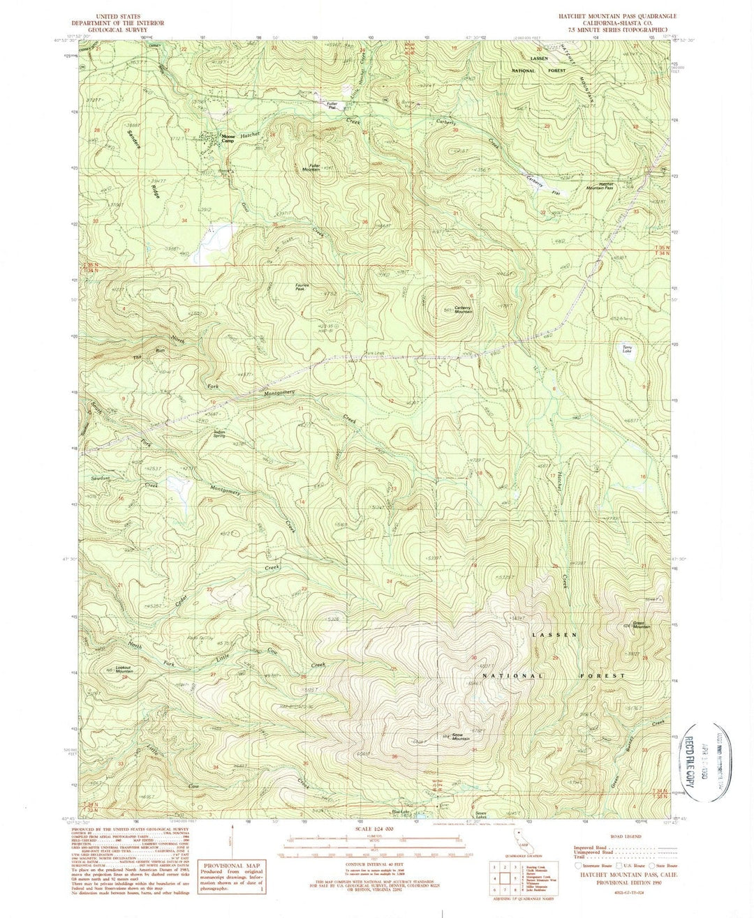 1990 Hatchet Mountain Pass, CA - California - USGS Topographic Map