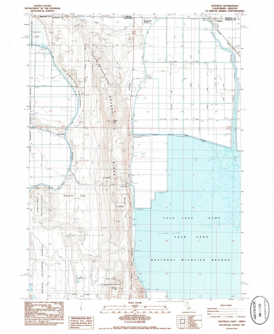 1985 Hatfield, CA - California - USGS Topographic Map