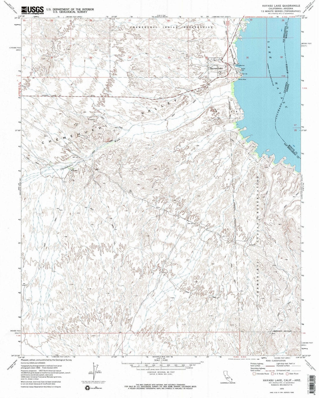 1970 Havasu Lake, CA - California - USGS Topographic Map