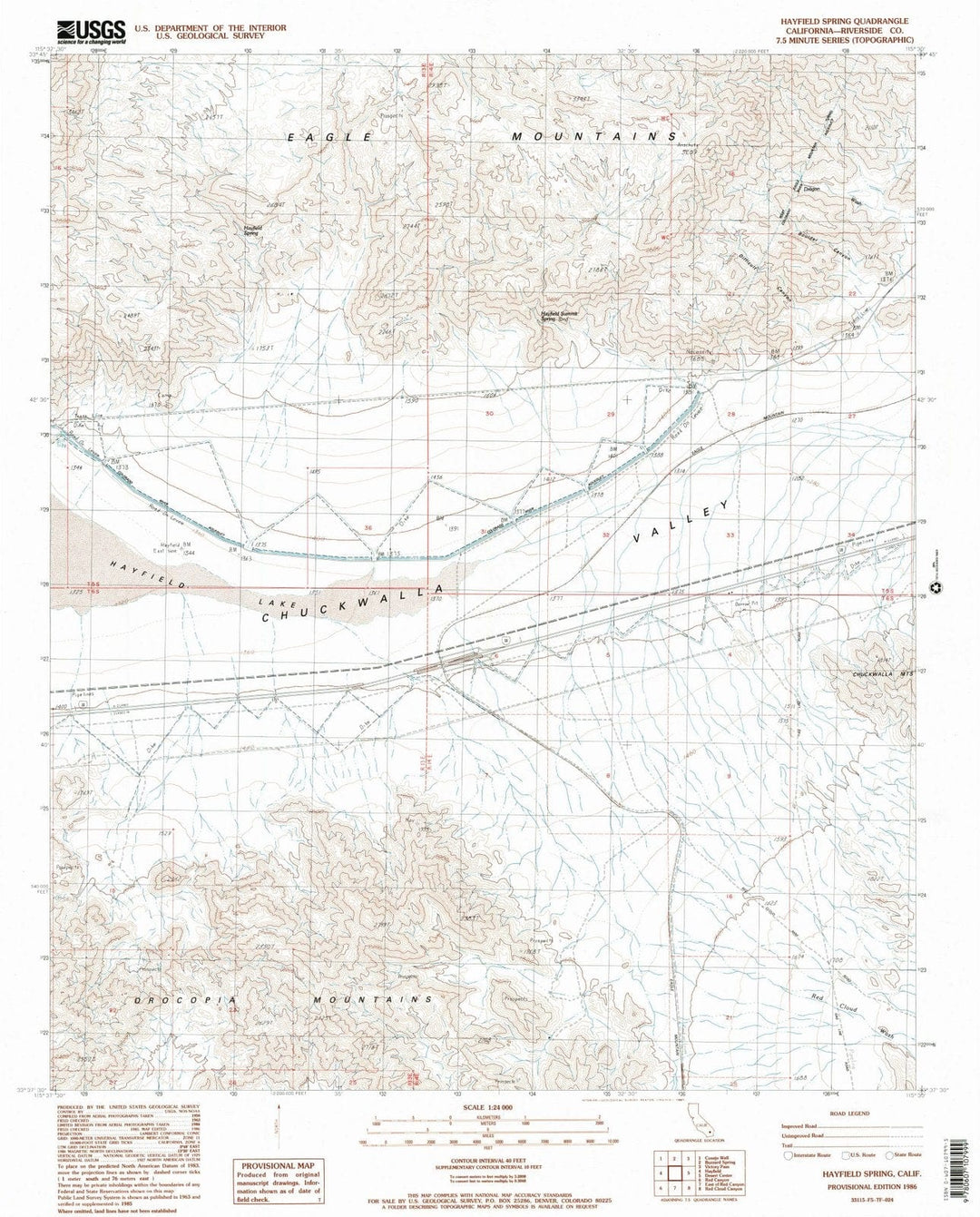 1986 Hayfield Spring, CA - California - USGS Topographic Map