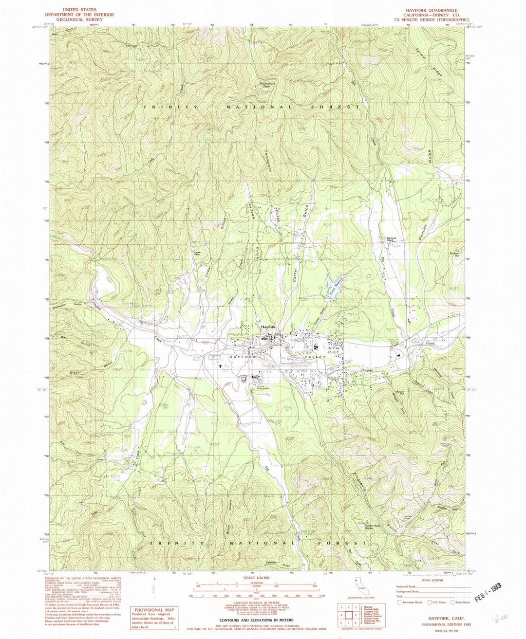 1982 Hayfork, CA - California - USGS Topographic Map v2