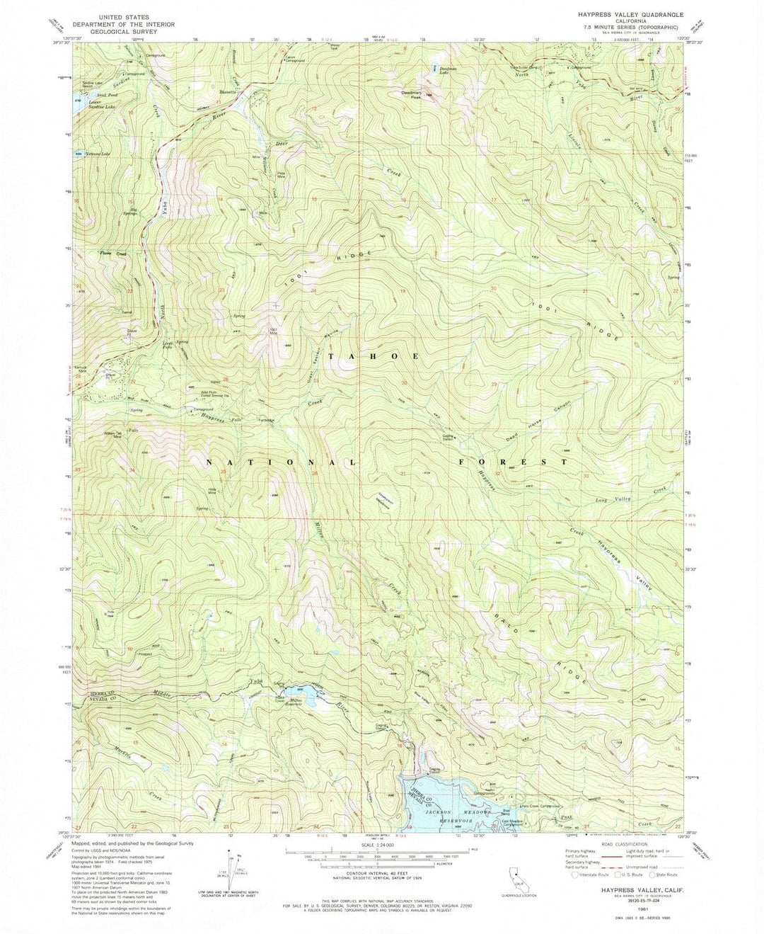 1981 Haypress Valley, CA - California - USGS Topographic Map