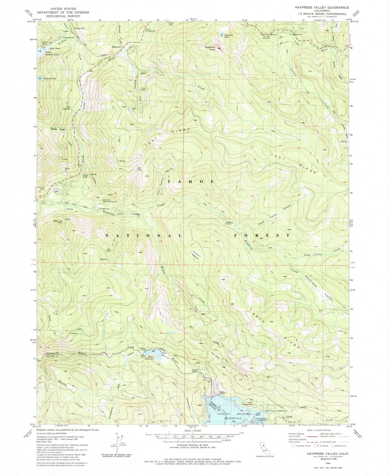 1981 Haypress Valley, CA - California - USGS Topographic Map