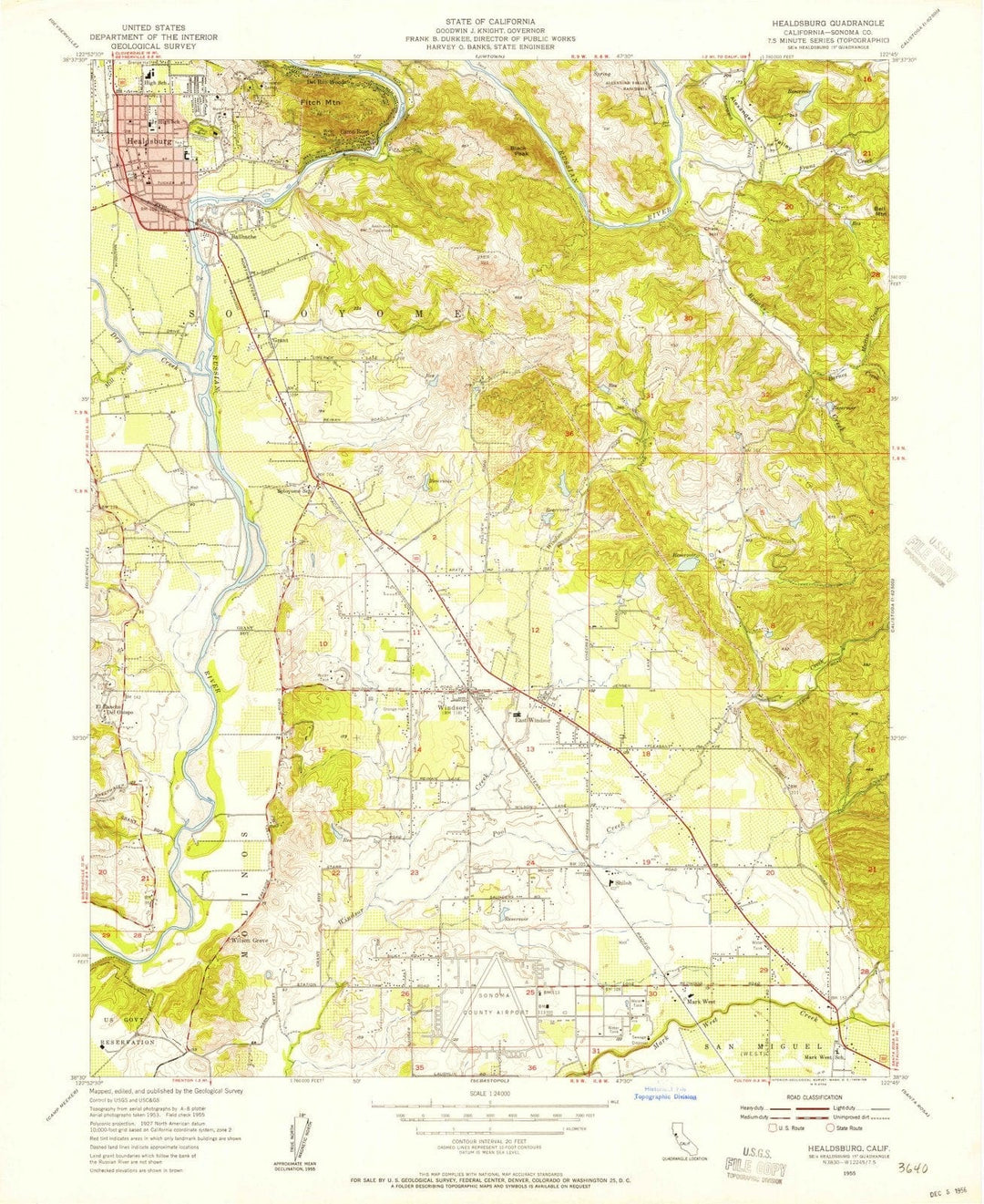 1955 Healdsburg, CA - California - USGS Topographic Map