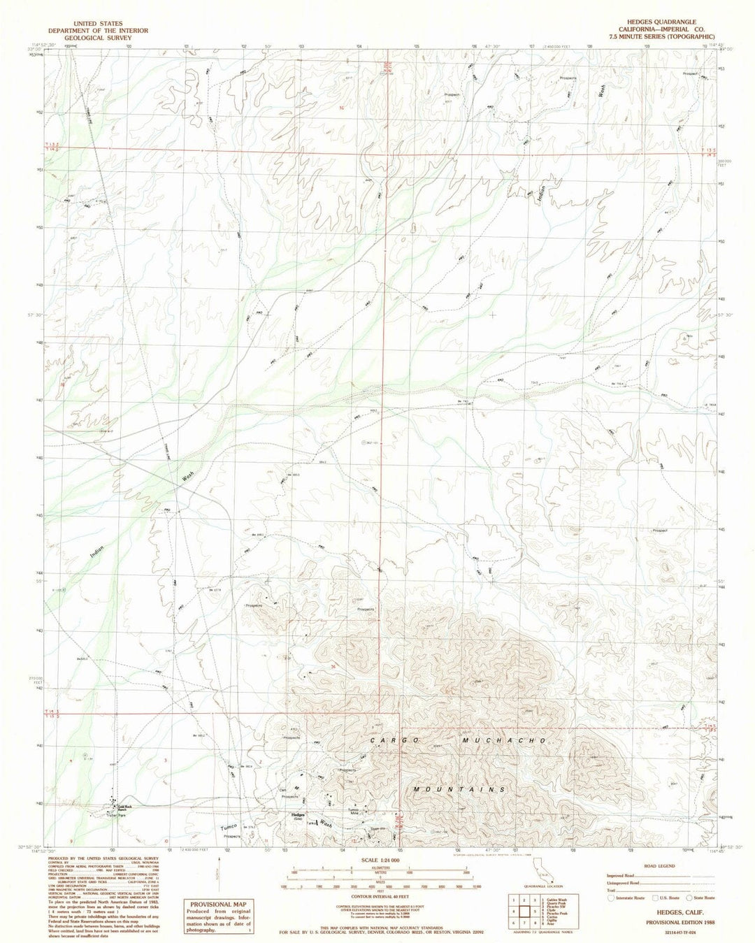 1988 Hedges, CA - California - USGS Topographic Map