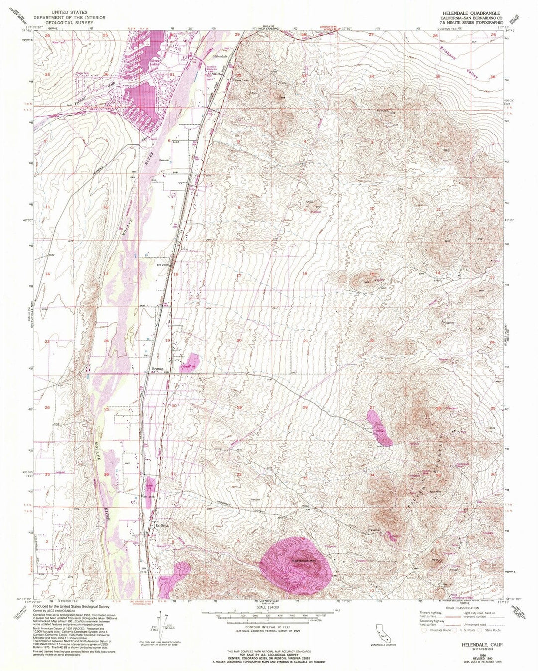 1956 Helendale, CA - California - USGS Topographic Map