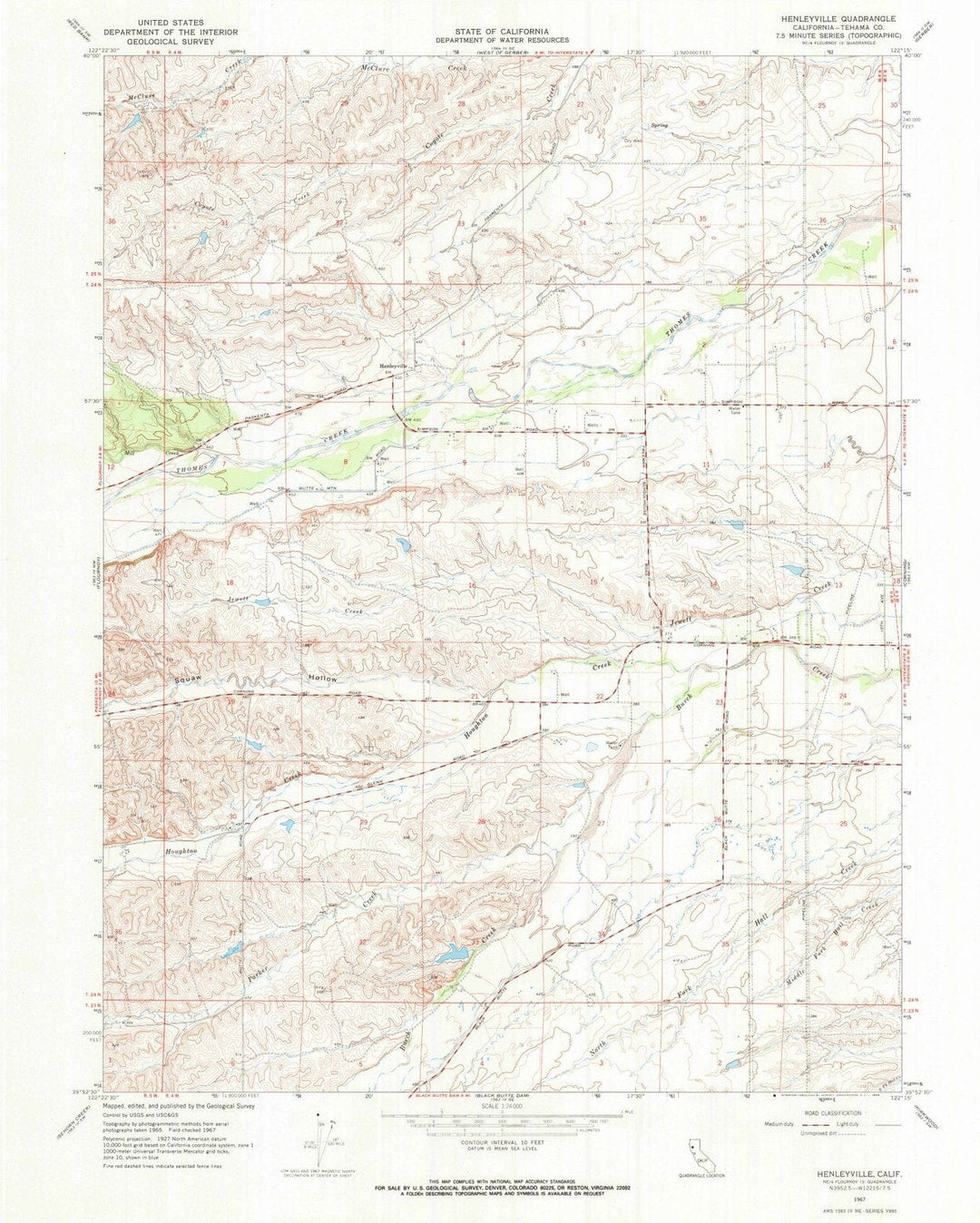 1967 Henleyville, CA - California - USGS Topographic Map