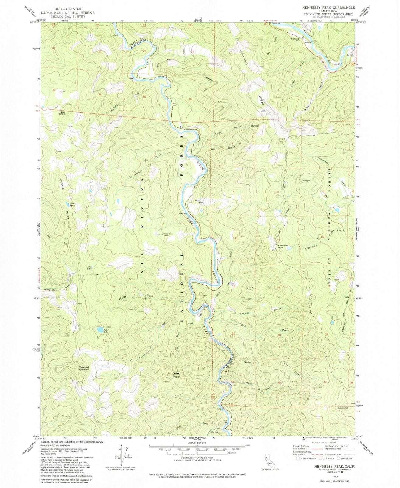 1979 Hennessy Peak, CA - California - USGS Topographic Map