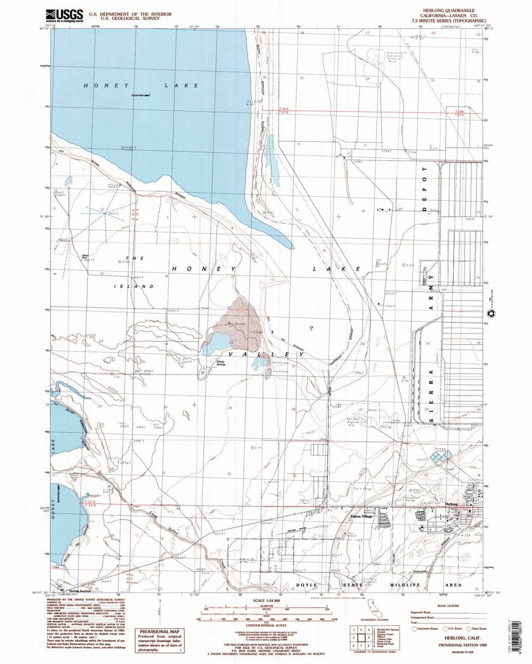 1988 Herlong, CA - California - USGS Topographic Map