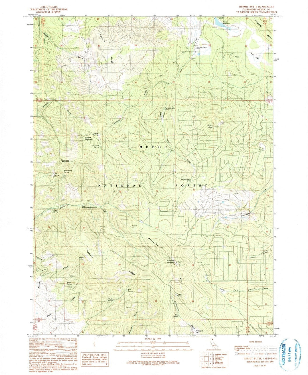 1990 Hermit Butte, CA - California - USGS Topographic Map