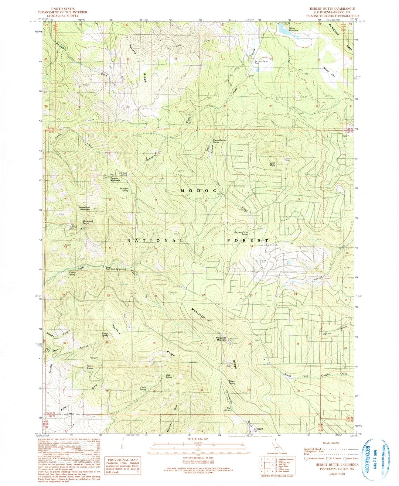 1990 Hermit Butte, CA - California - USGS Topographic Map