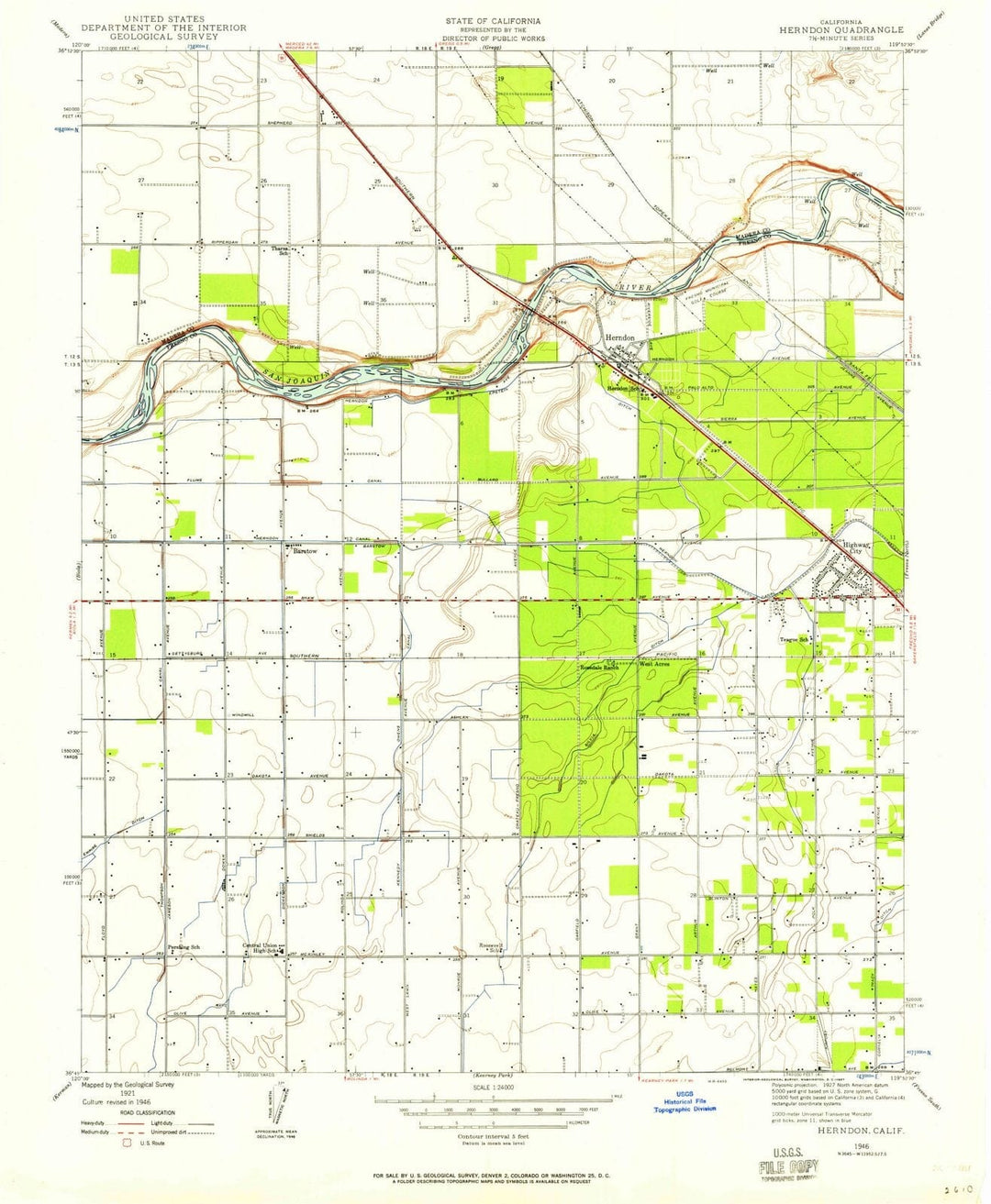 1946 Herndon, CA - California - USGS Topographic Map