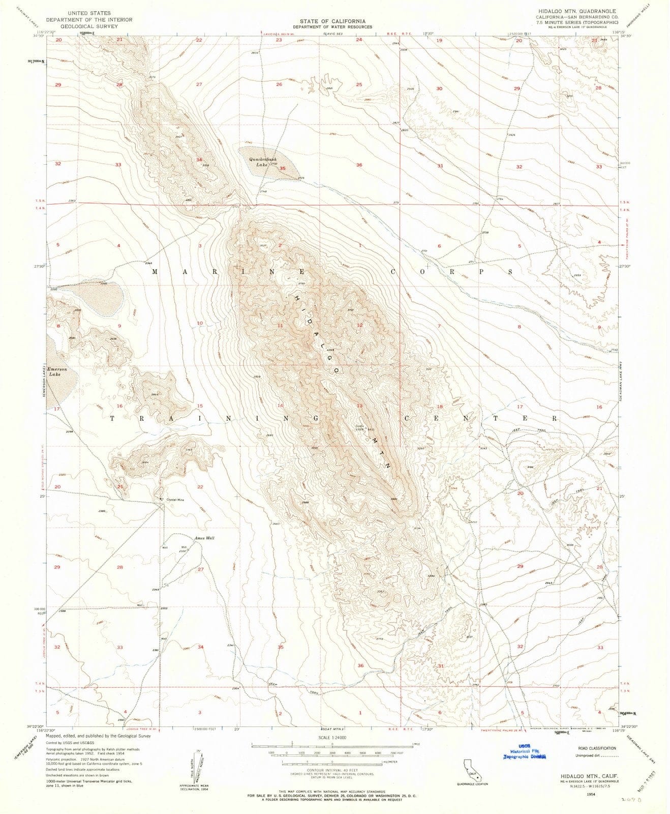 1954 Hidalgo MTN, CA - California - USGS Topographic Map