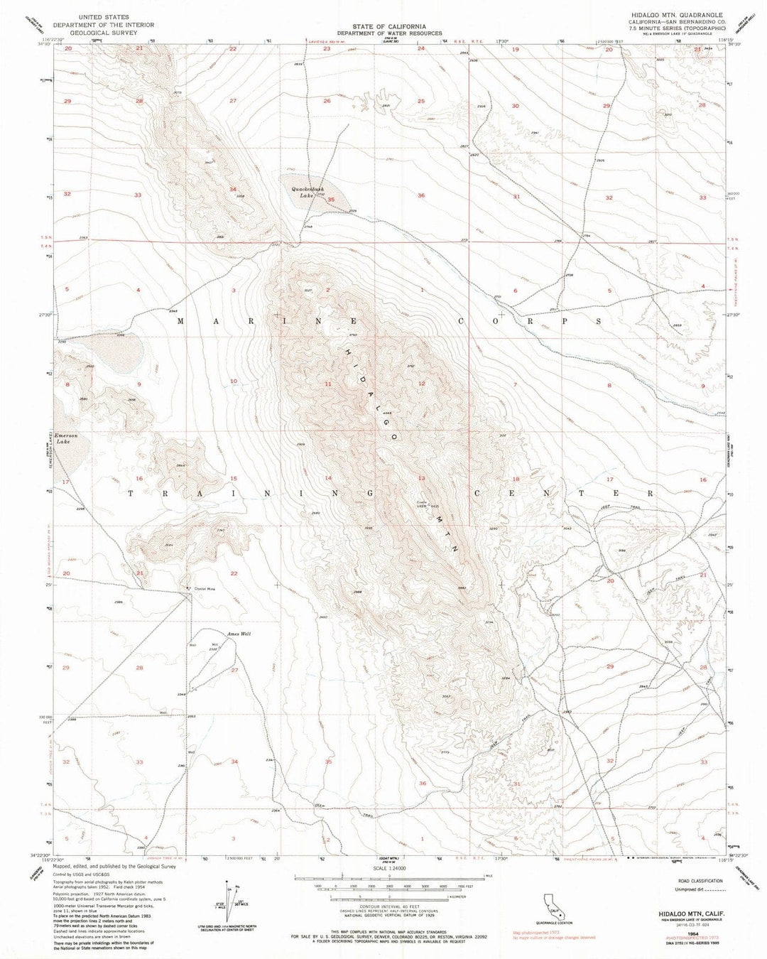 1954 Hidalgo MTN, CA - California - USGS Topographic Map v2