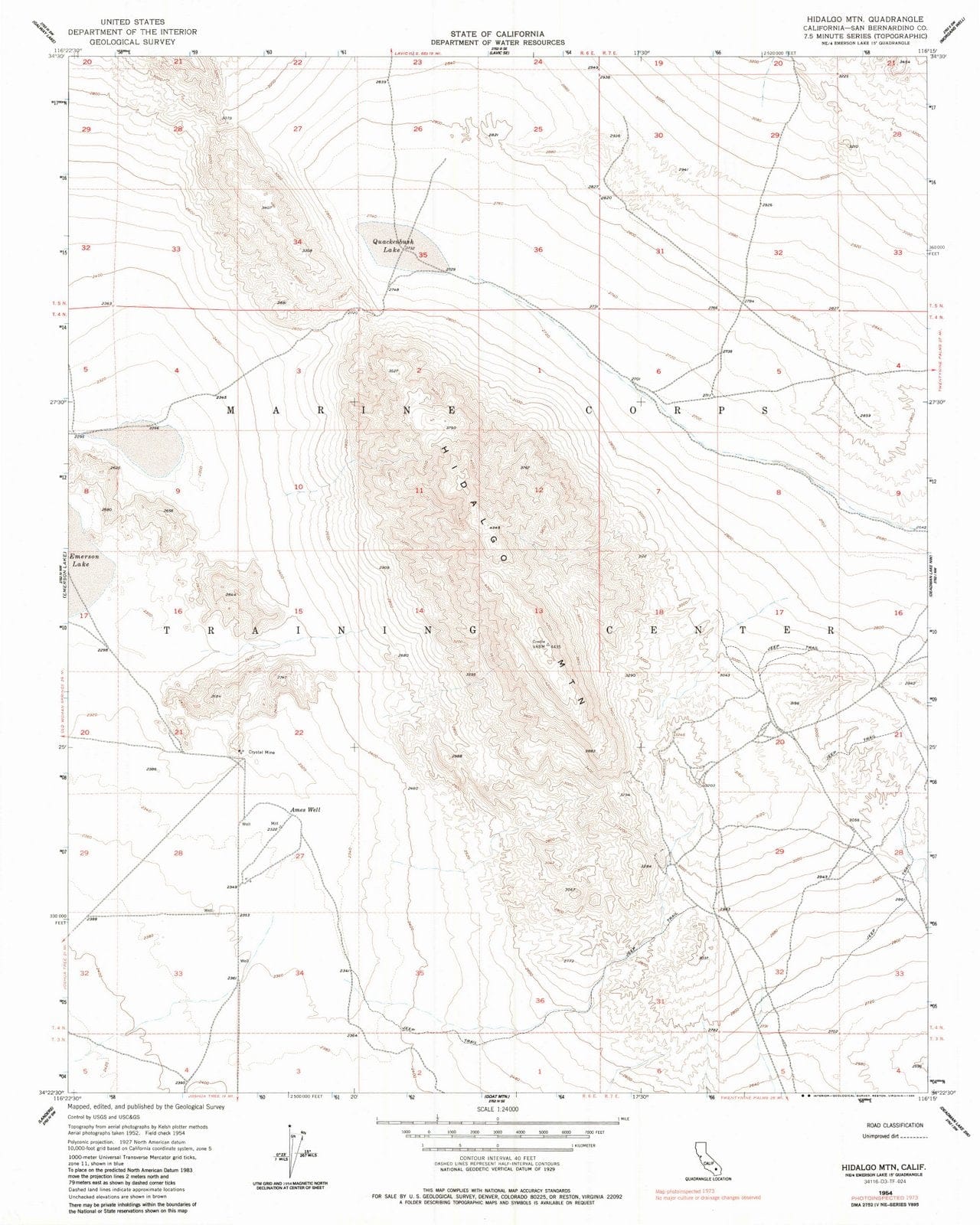 1954 Hidalgo MTN, CA - California - USGS Topographic Map v2