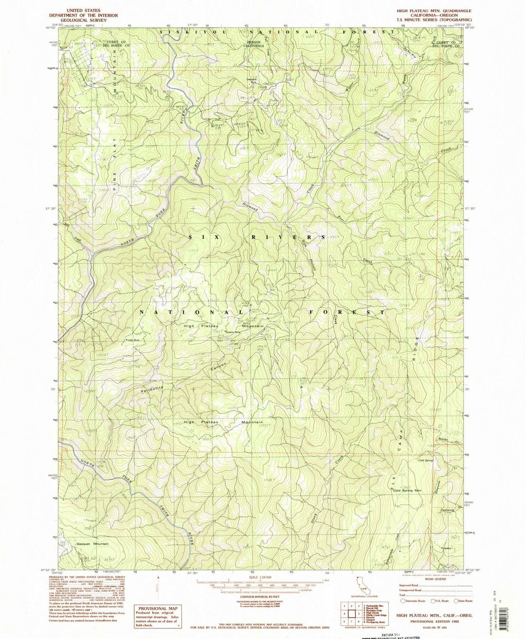 1982 High Plateau MTN, CA - California - USGS Topographic Map