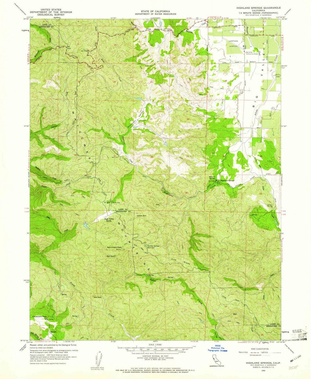 1959 Highland Springs, CA - California - USGS Topographic Map