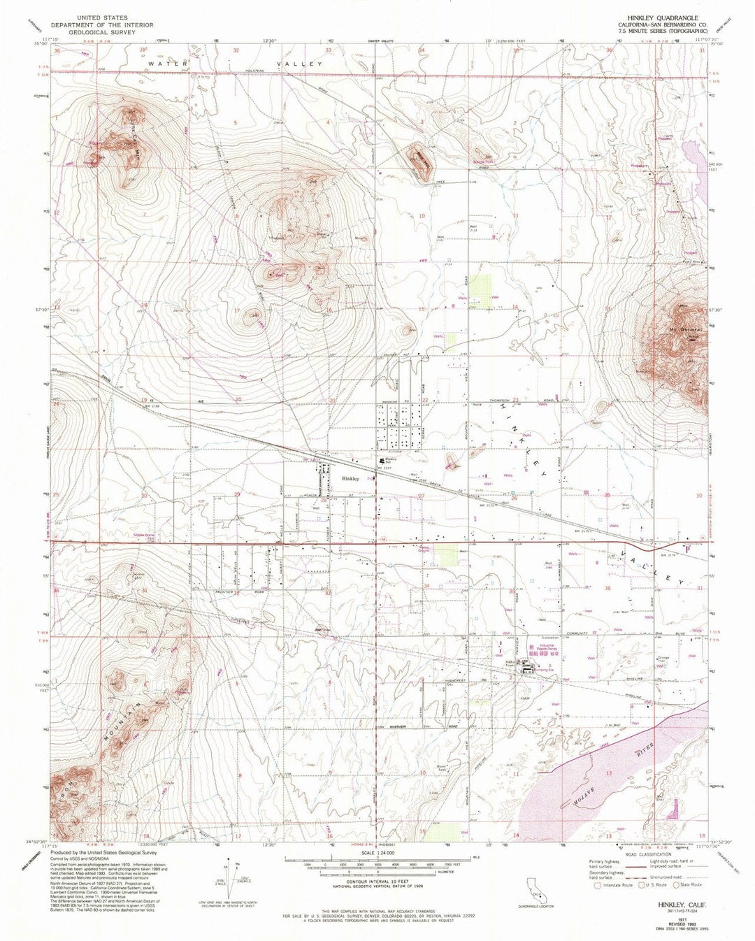 1971 Hinkley, CA - California - USGS Topographic Map