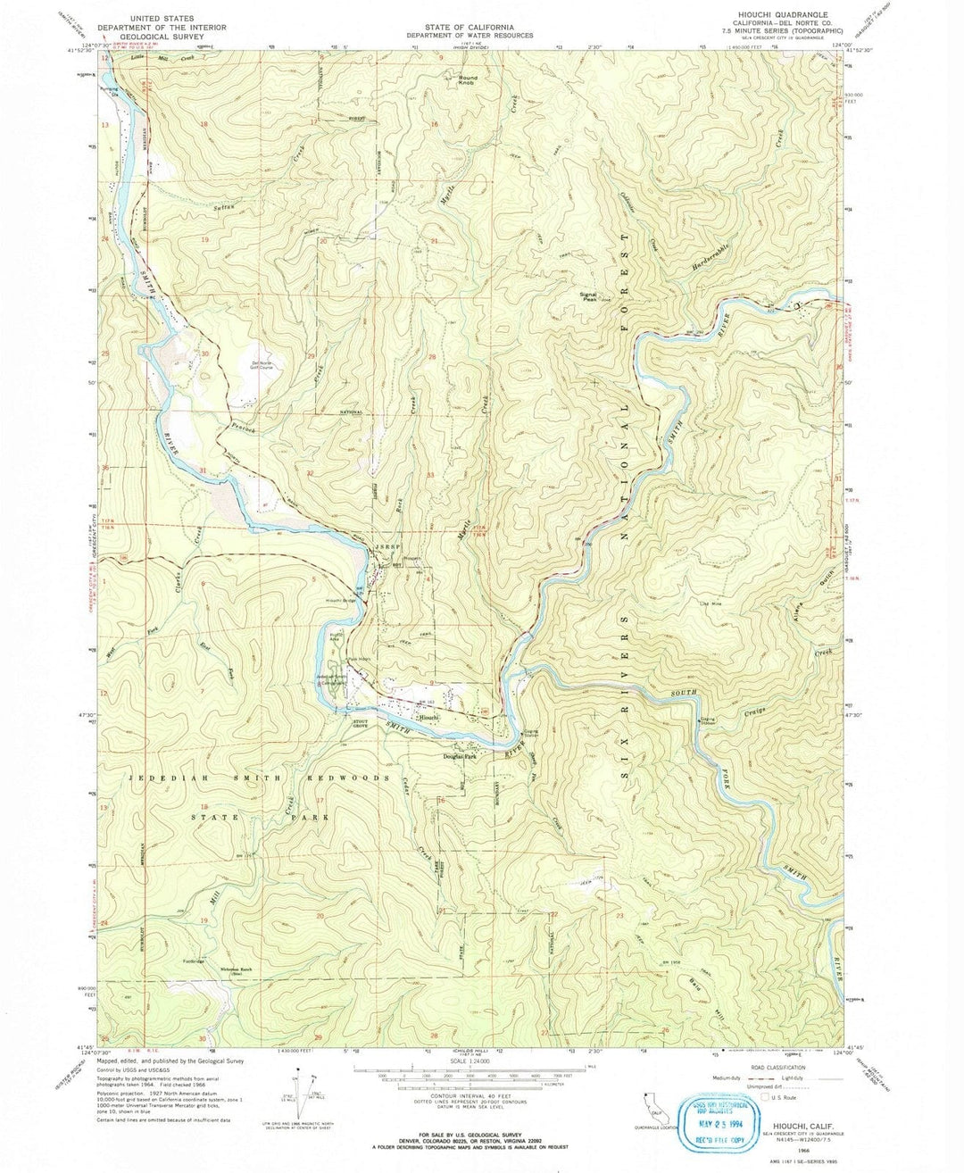 1966 Hiouchi, CA - California - USGS Topographic Map