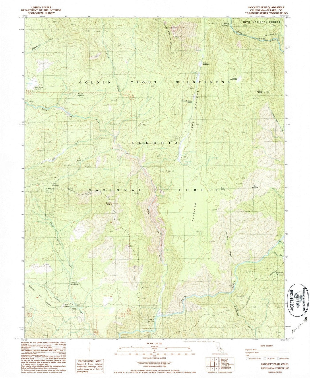 1987 Hockett Peak, CA - California - USGS Topographic Map