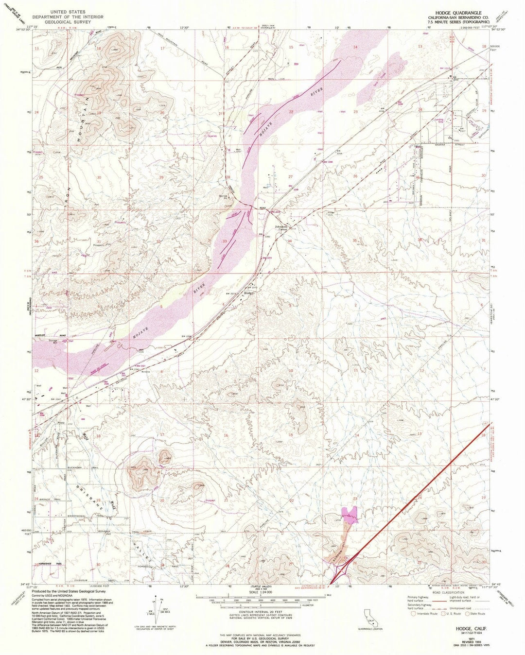1971 Hodge, CA - California - USGS Topographic Map