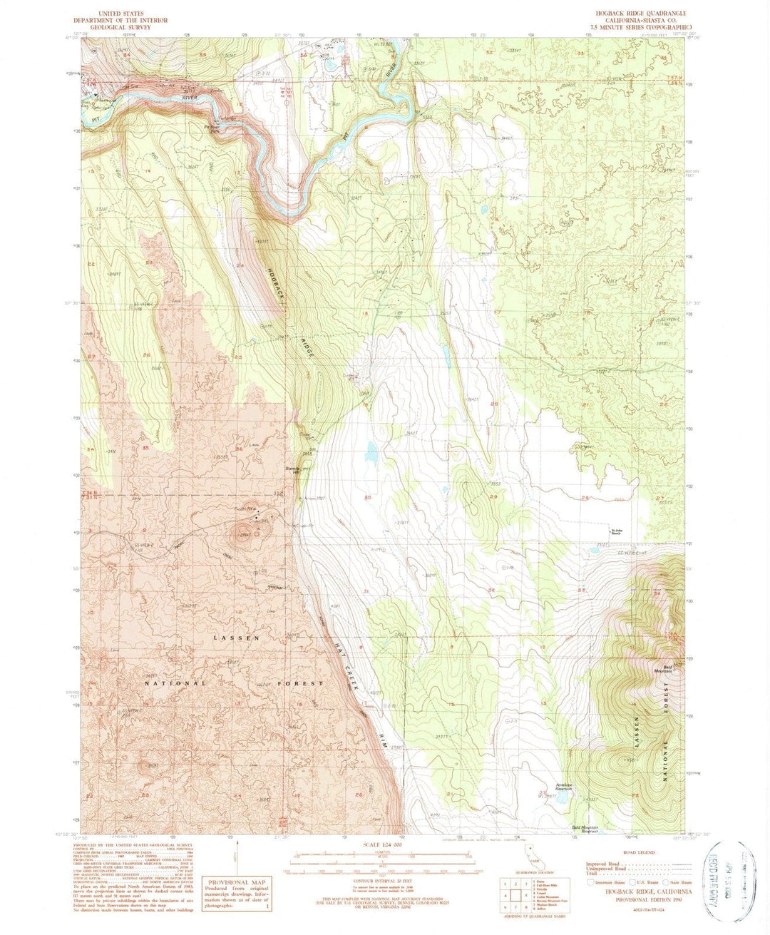 1990 Hogback Ridge, CA - California - USGS Topographic Map