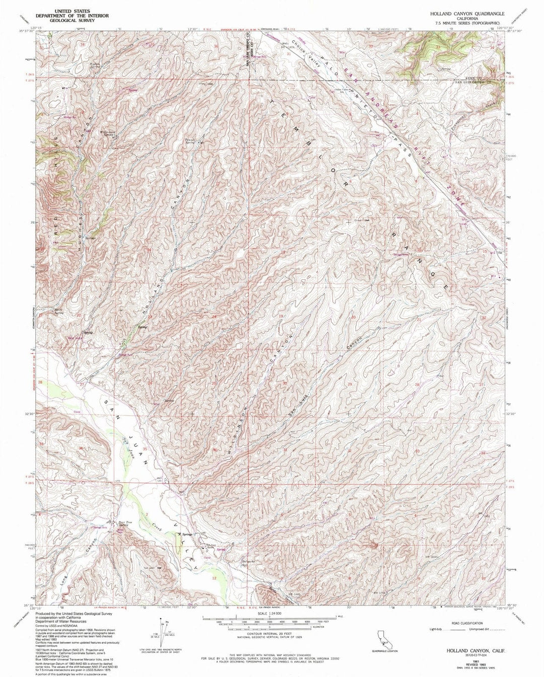 1961 Holland Canyon, CA - California - USGS Topographic Map