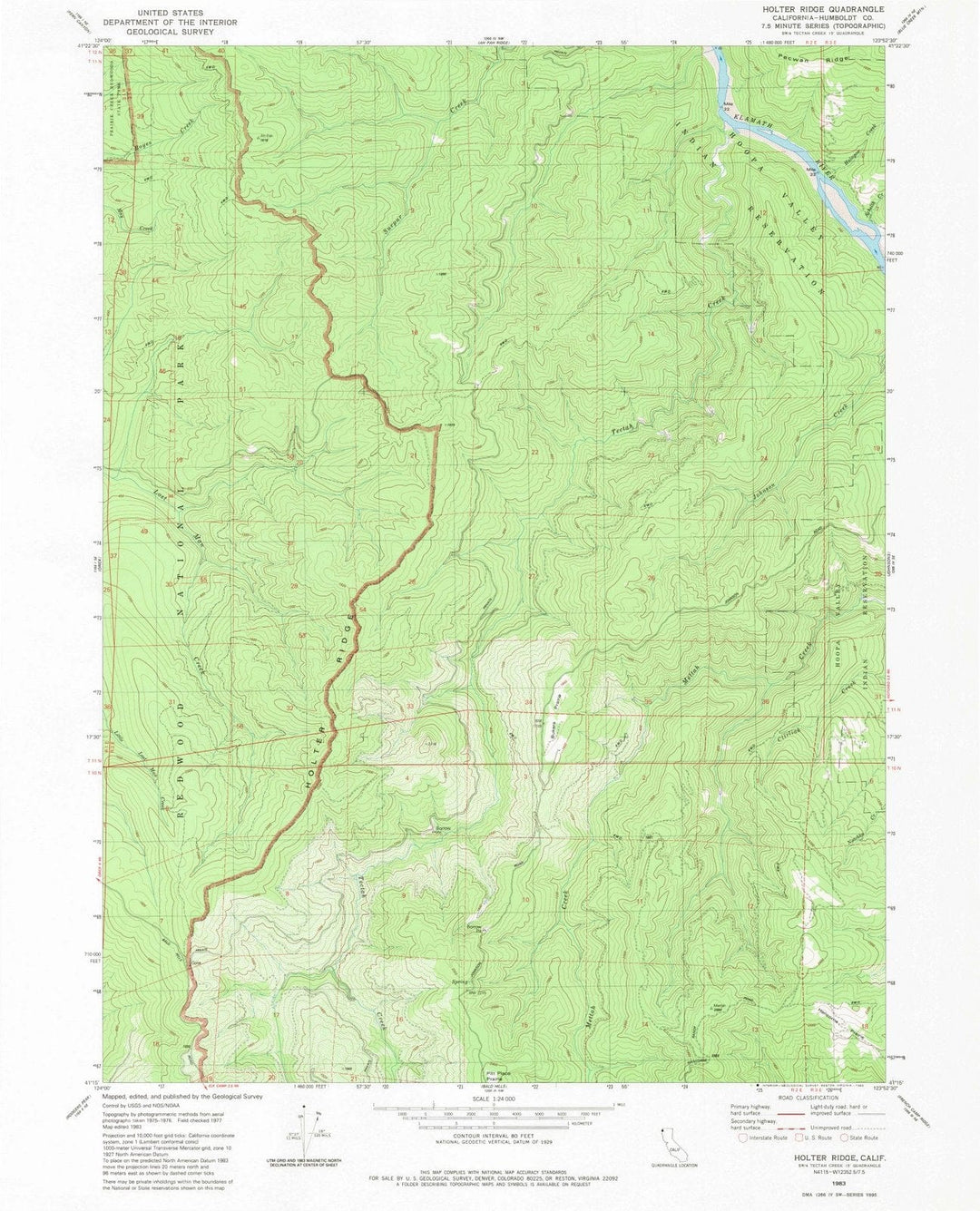 1983 Holter Ridge, CA - California - USGS Topographic Map