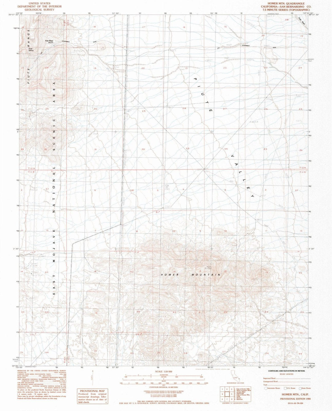 1984 Homer MTN, CA - California - USGS Topographic Map