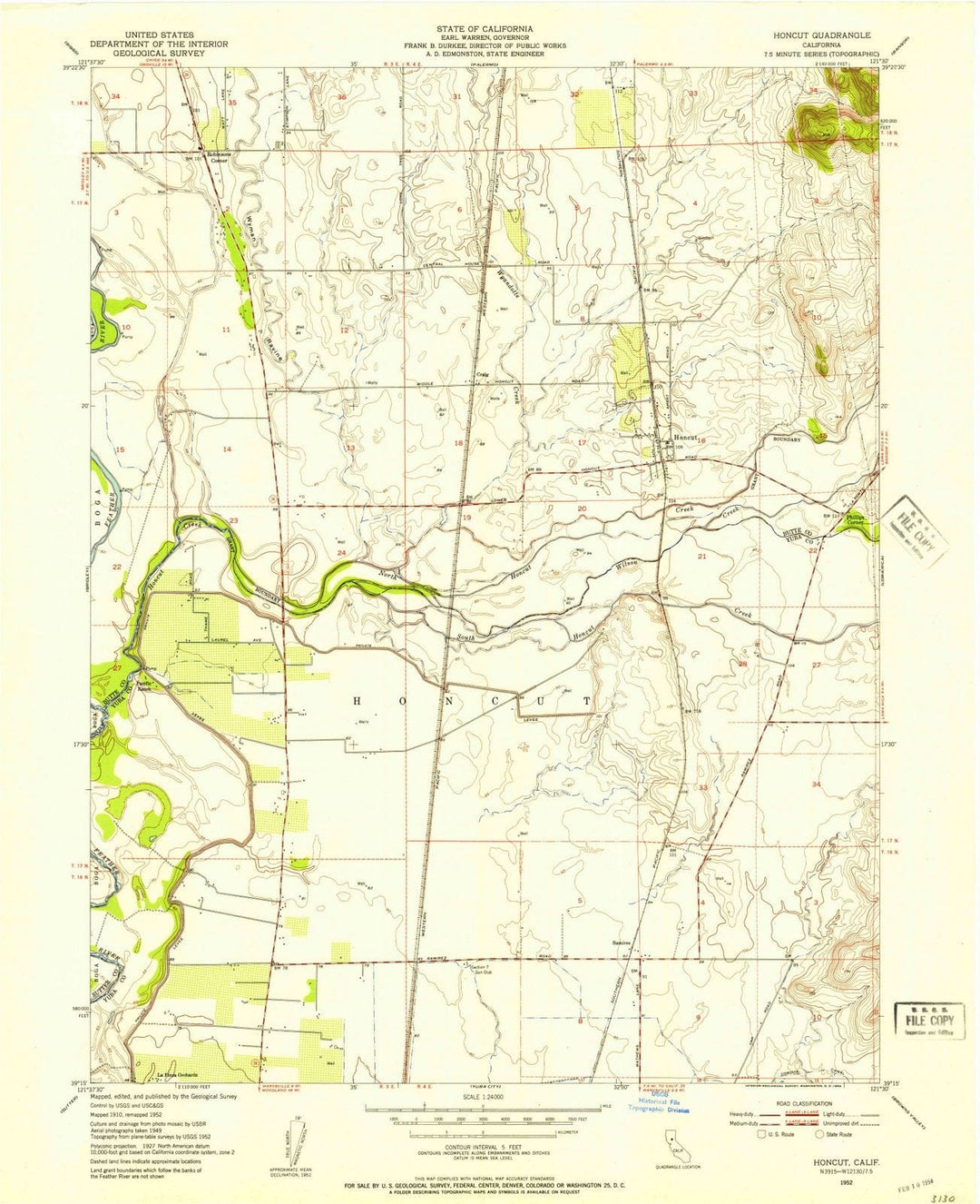 1952 Honcut, CA - California - USGS Topographic Map
