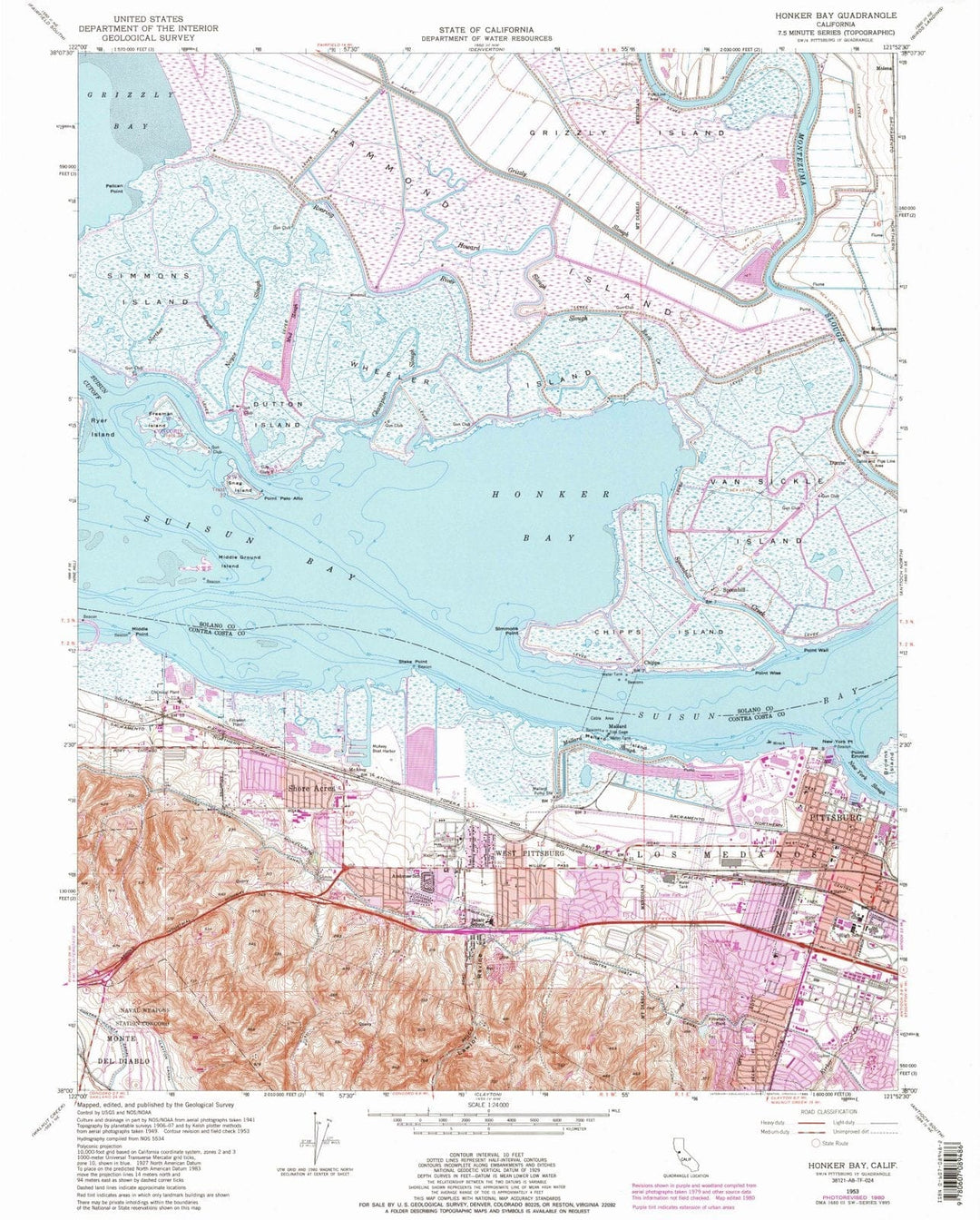 1953 Honker Bay, CA - California - USGS Topographic Map
