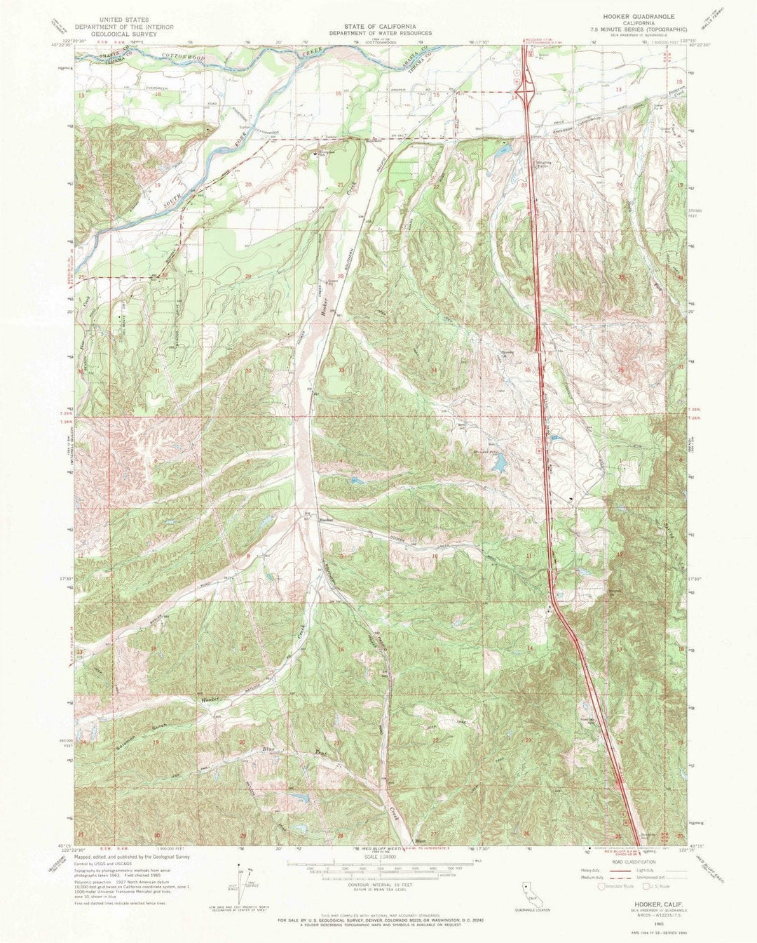 1965 Hooker, CA - California - USGS Topographic Map