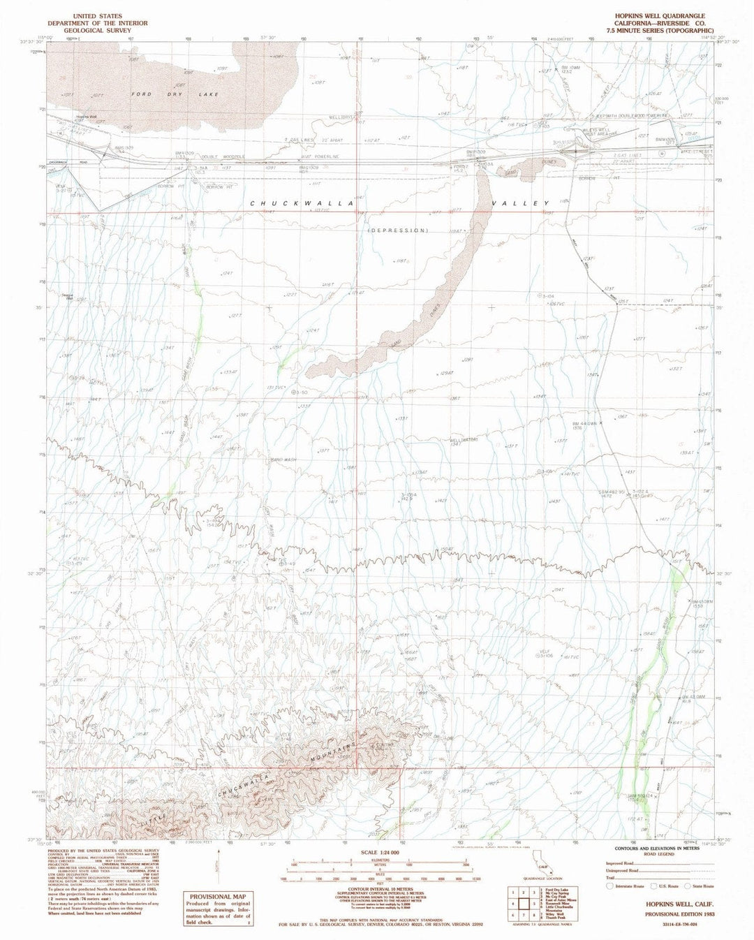 1983 Hopkins Well, CA - California - USGS Topographic Map