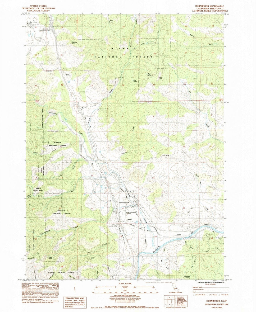 1984 Hornbrook, CA - California - USGS Topographic Map