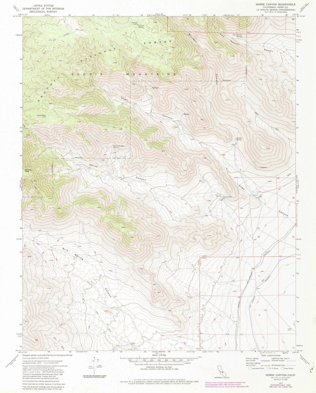 1972 Horse Canyon, CA - California - USGS Topographic Map
