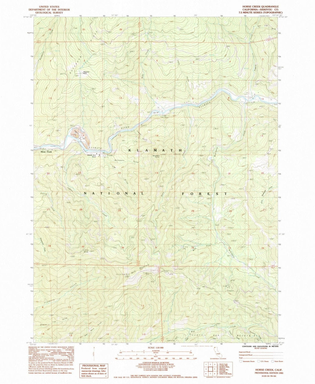 1983 Horse Creek, CA - California - USGS Topographic Map